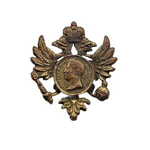 Vintage Signed CORO Gold Tone Napoleon Coin Pin Brooch Badge Gold Tone